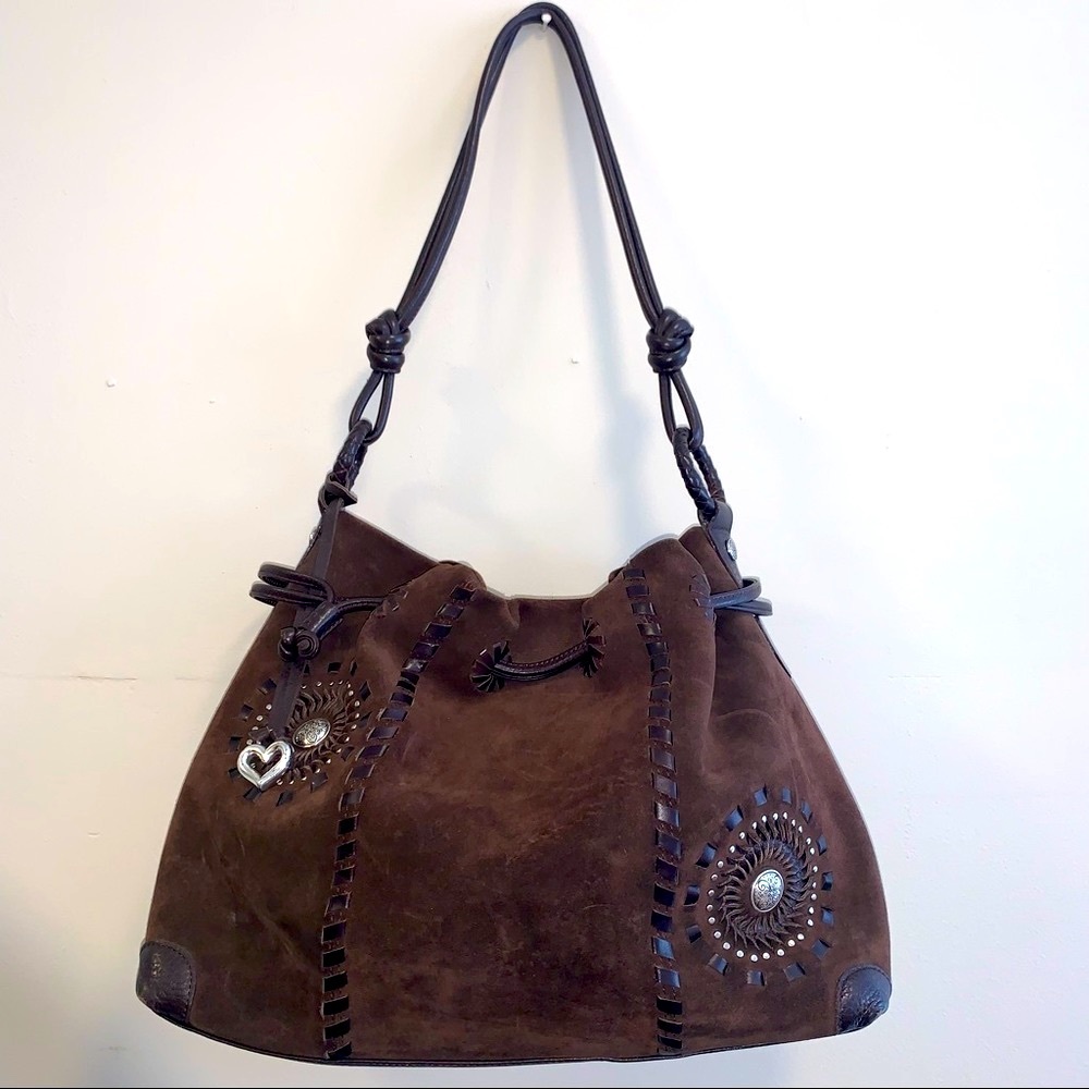 Brighton Suede Large Drawstring Bag - image 1